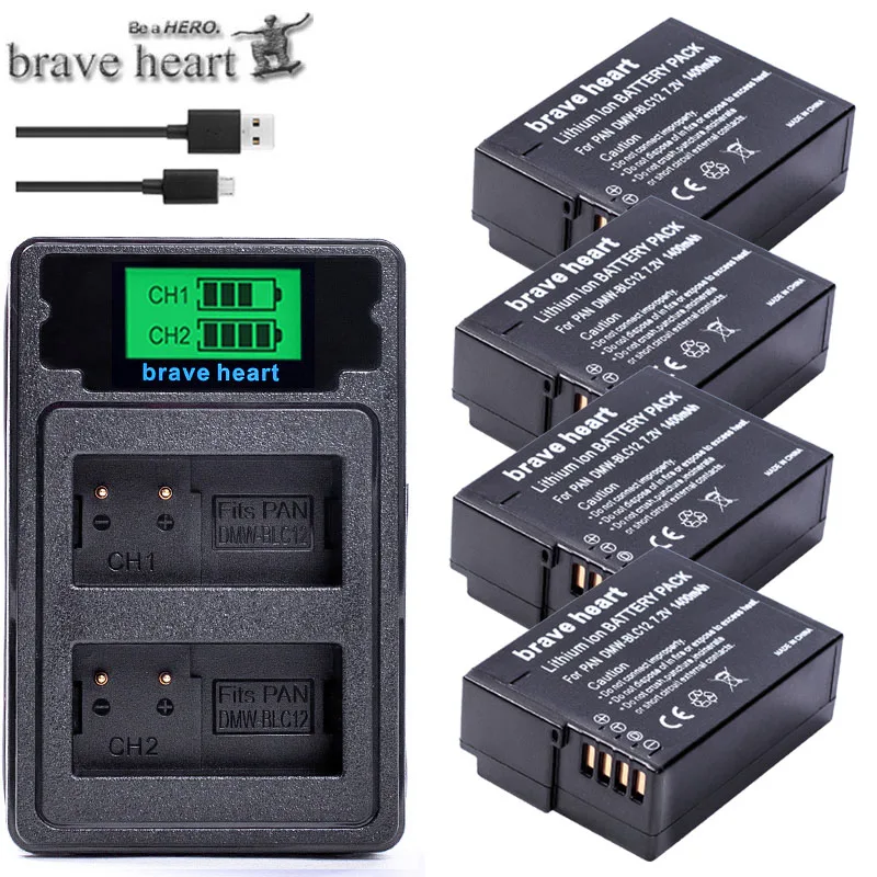 4x DMW BLC12 ДМВ 7 2 V/1400 мАч литий ионная аккумуляторная батарея для цифрового