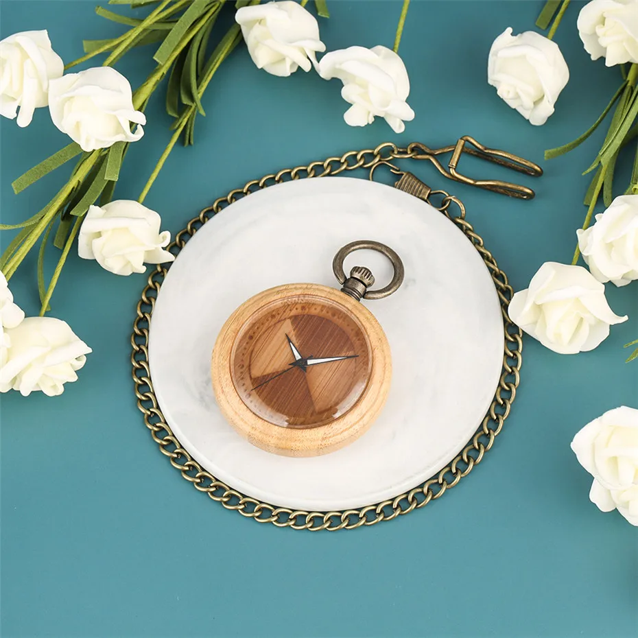 Engraved Sector Design Bamboo Wood Quartz Pocket Watch Creative Wooden Case Pendant Clock Bronze Fob Chains New Arrival 2019
Engraved Sector Design Bamboo Wood Quartz Pocket Watch Creative Wooden Case Pendant Clock Bronze Fob Chains New Arrival 2019