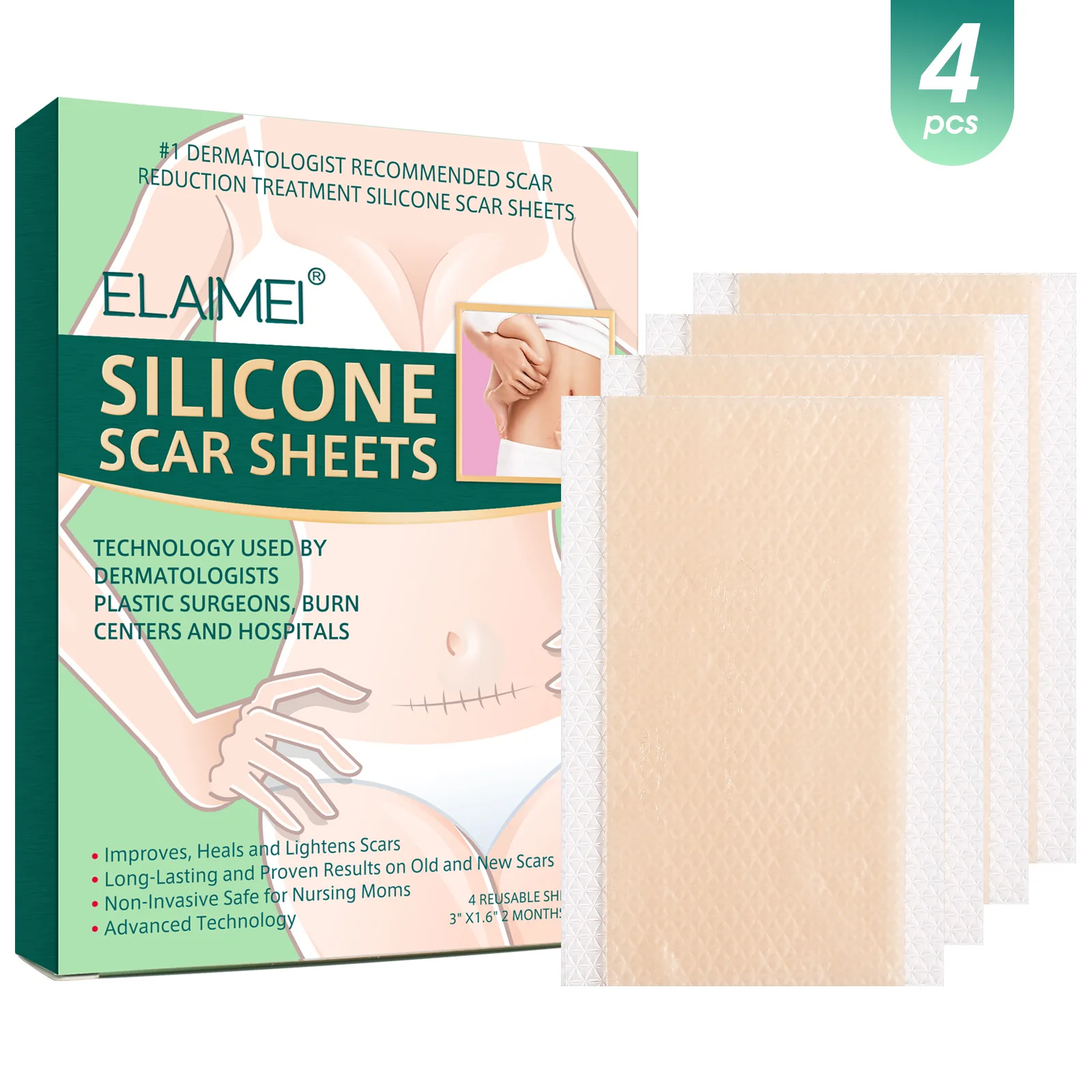 Scar stickers self-adhesive scar removal stickers stretch marks scalded caesarean section surgery scar stickers 4 stickers/box
Scar stickers self-adhesive scar removal stickers stretch marks scalded caesarean section surgery scar stickers 4 stickers/box