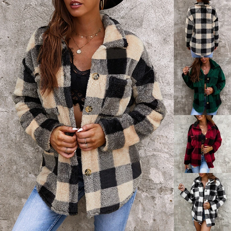 Women's Plaid Jacket With Lapel Pocket Decoration Single-Breasted Thick Warm Autumn And Winter Clothing Streetwear Casual Outfit
Women's Plaid Jacket With Lapel Pocket Decoration Single-Breasted Thick Warm Autumn And Winter Clothing Streetwear Casual Outfit