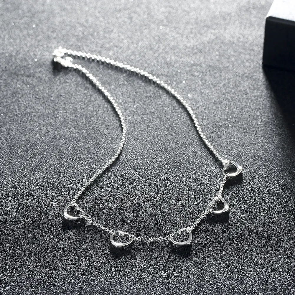 925 Sterling Silver 18 Inches Elegant Zircon Charm Five Heart Connect Necklaces & Pendants Link Chain Party Girl Jewelry
925 Sterling Silver 18 Inches Elegant Zircon Charm Five Heart Connect Necklaces & Pendants Link Chain Party Girl Jewelry