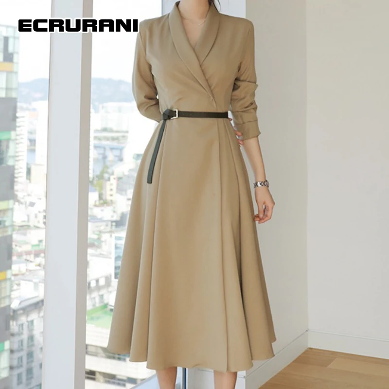 ECRURANI Patchwork Elegant Women's Windbreaker V-neck Three Quarter Sleeve High Waist Solid Trench For Females 2021 New Clothing
ECRURANI Patchwork Elegant Women's Windbreaker V-neck Three Quarter Sleeve High Waist Solid Trench For Females 2021 New Clothing