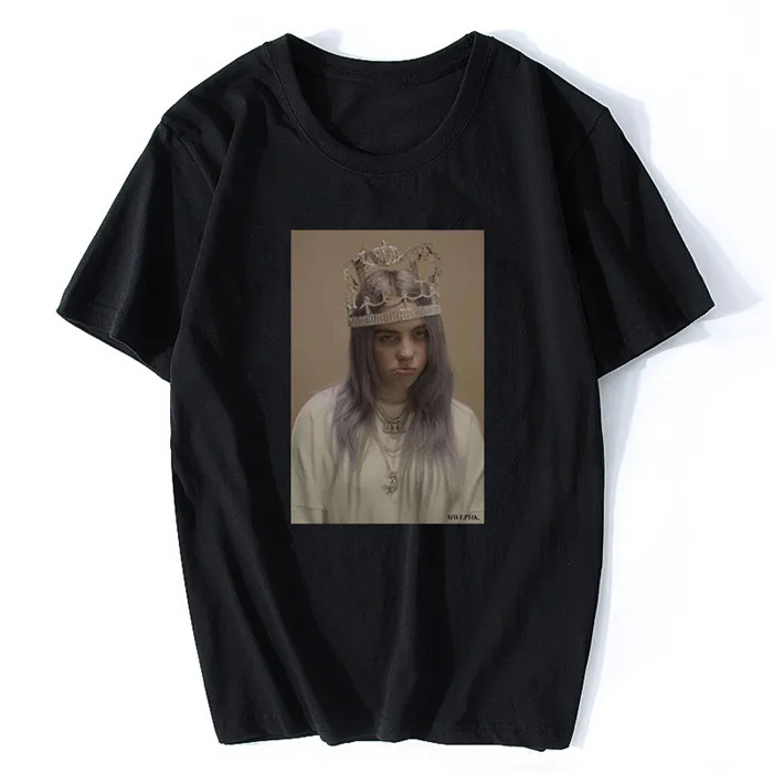 Billie Eilish/футболка с морскими глазами портрет певицы белая хлопковая черная
