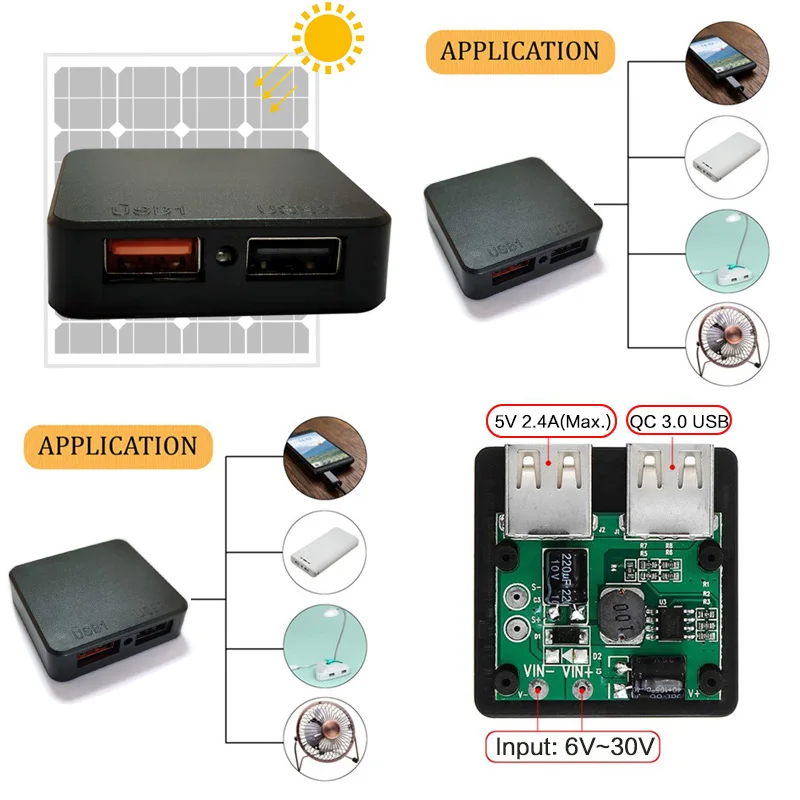 QC 3.0 Solar Regulator MPPT Controller Voltage Stabilizer with Dual USB 5V DIY Charger to Charging Phones Tablet | Электроника