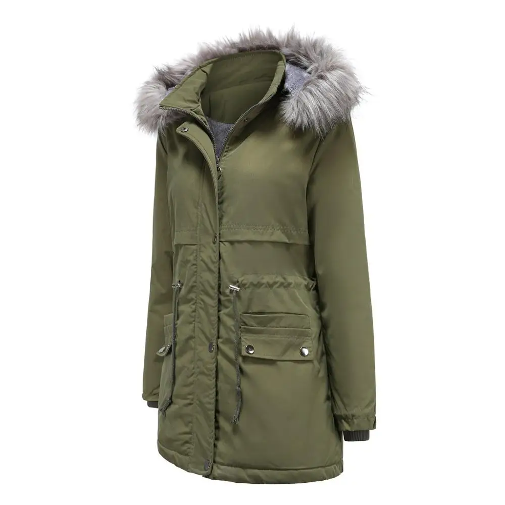 2020 fall/winter women cotton-padded coat with large fur collar Parka plus velvet thick warm coat casual mid-length jacket M132 
2020 fall/winter women cotton-padded coat with large fur collar Parka plus velvet thick warm coat casual mid-length jacket M132