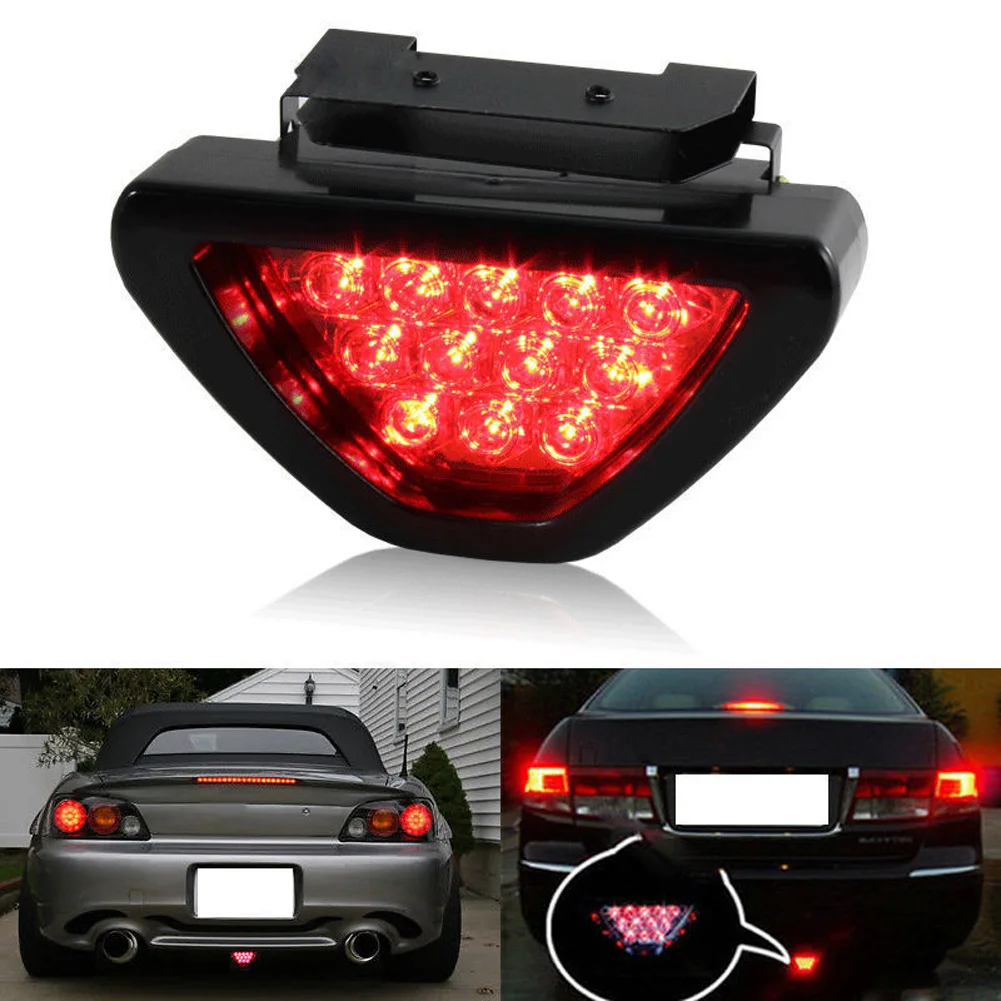 

F1 Style DRL Red 12 LED Rear Tail Stop Fog Triangular Brake Light Stop Safety Lamp Car Motor Free Ship LED Rear Tail Light