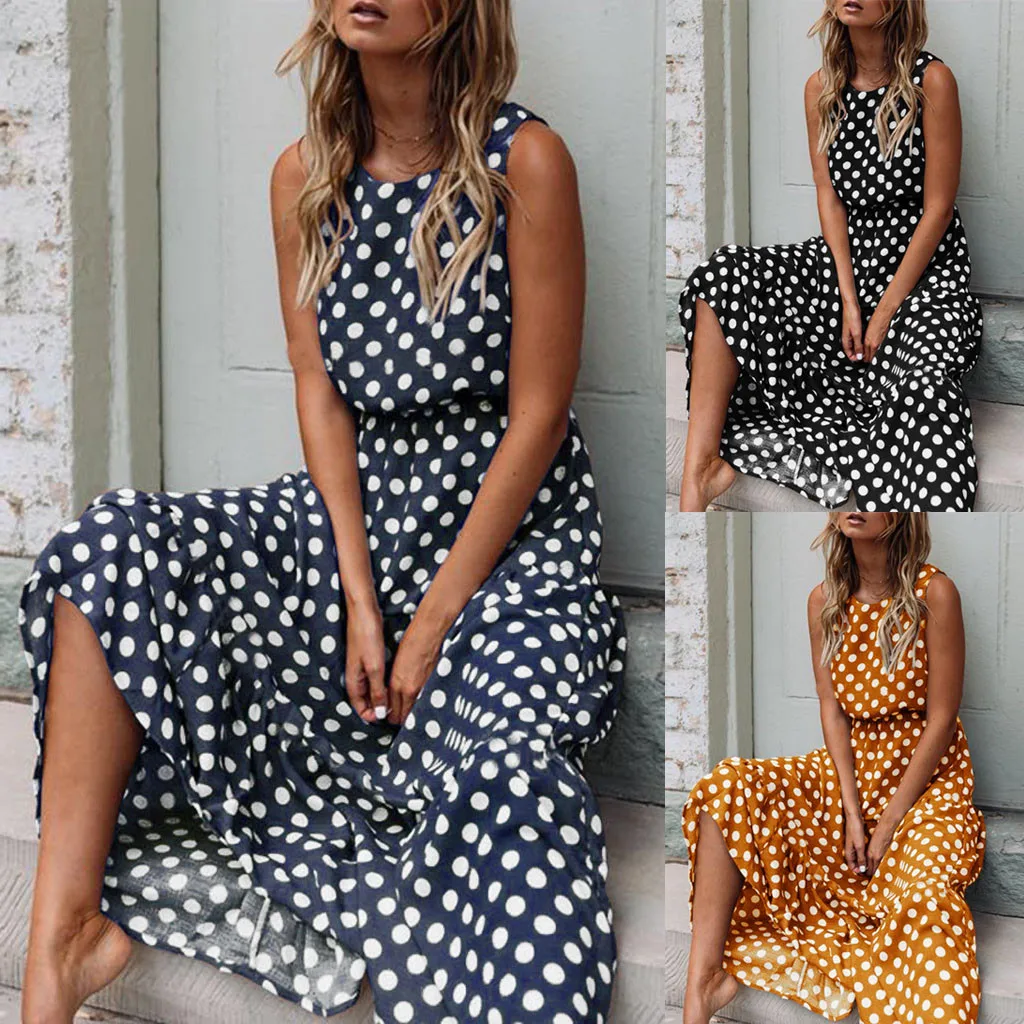 Summer Dot Printing Long Dress Women Halter Dress Print Flowers Polka-dot Strap Ladies Halter Boho Dress Women Vestidos De Veran
Summer Dot Printing Long Dress Women Halter Dress Print Flowers Polka-dot Strap Ladies Halter Boho Dress Women Vestidos De Veran