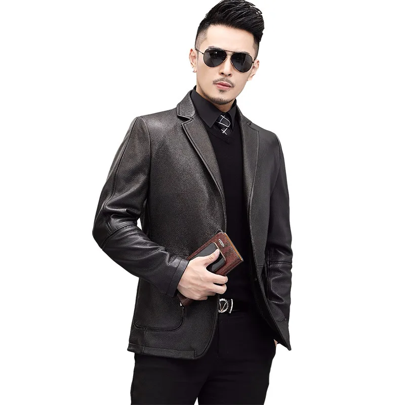 2020 new deer leather goat leather suit collar Haining leather jacket men's slim fitting Leather Jacket Suit
2020 new deer leather goat leather suit collar Haining leather jacket men's slim fitting Leather Jacket Suit