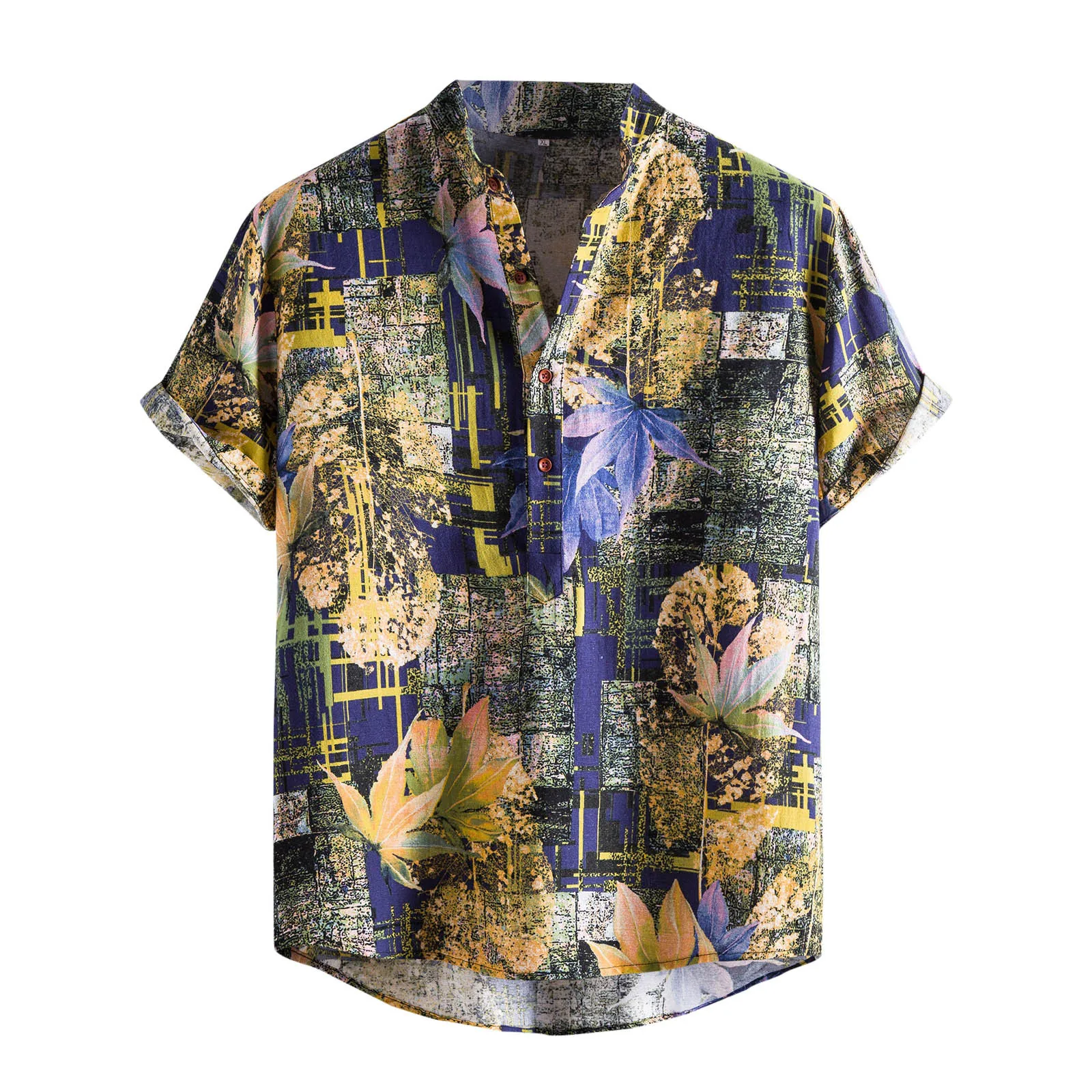 Fashion Vintage Short Sleeved Men's T-Shirts Casual Hawaiiian Ethnic Henry Collar Male Top Blouses Short Sleeve Pullover Shirt
Fashion Vintage Short Sleeved Men's T-Shirts Casual Hawaiiian Ethnic Henry Collar Male Top Blouses Short Sleeve Pullover Shirt