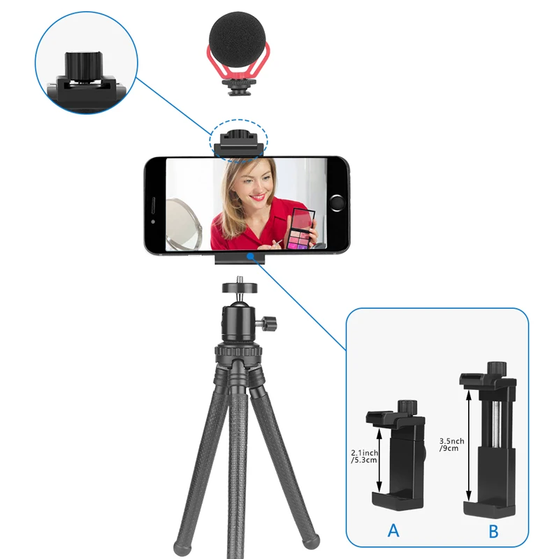 Flexible Tripod For Phone with Bluetooth Remote Video Recording Vlog Camera Tripod for Xiaomi HUAWEI Smartphone Octopus Tripods
Flexible Tripod For Phone with Bluetooth Remote Video Recording Vlog Camera Tripod for Xiaomi HUAWEI Smartphone Octopus Tripods