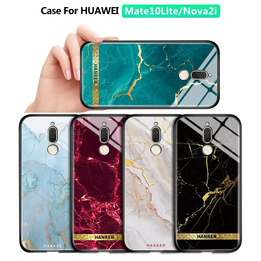Для Huawei Nova 2i Maimang 6 Mate 10 Lite Роскошная мраморная золотая полоса глянцевый корпус