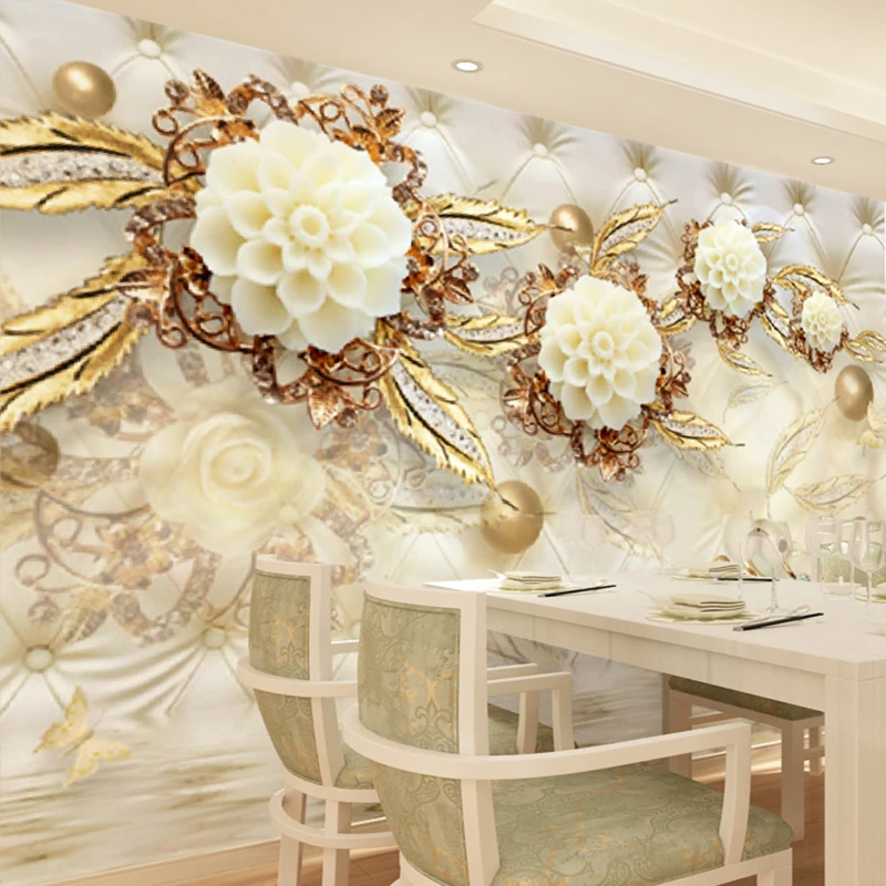 Пользовательские 3D обои европейский стиль ювелирные изделия цветы Лебедь фото
