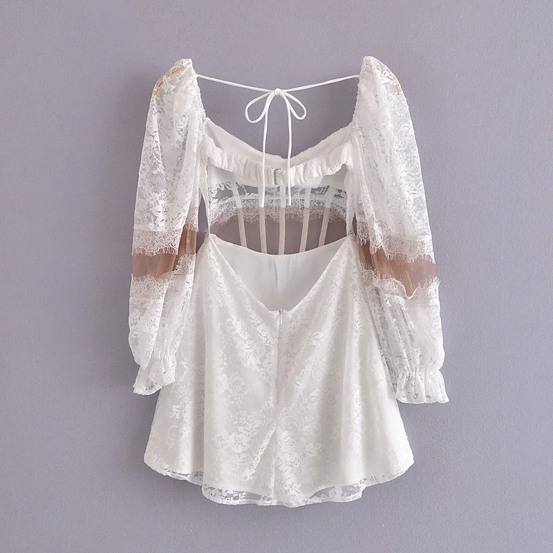 White Swing Dress For Women 2021 See Through Long Sleeve Hollow Out Elegant Backless Lace Lovely Sexy Party Bandage Mini Skirt
White Swing Dress For Women 2021 See Through Long Sleeve Hollow Out Elegant Backless Lace Lovely Sexy Party Bandage Mini Skirt