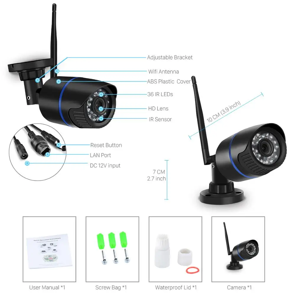 5MP Wifi Camera Outdoor Ai Human Detect 1080P SD Slot Waterproof Wireless IP Camera Night Vision Audio Record Email Alert iCSee
5MP Wifi Camera Outdoor Ai Human Detect 1080P SD Slot Waterproof Wireless IP Camera Night Vision Audio Record Email Alert iCSee