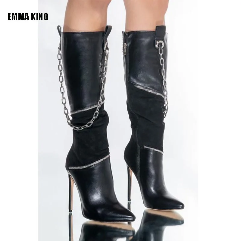 Women Over Knee High Patchwork Chains Decor Boots Side Zip High Heel Tall Boots Unisex Shoes Woman Big Size 35-44
Women Over Knee High Patchwork Chains Decor Boots Side Zip High Heel Tall Boots Unisex Shoes Woman Big Size 35-44
