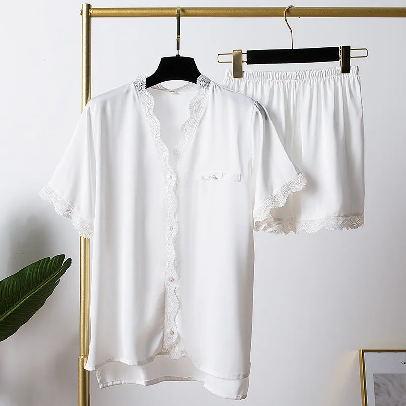 Nightwear Suit Summer Women Shirt Pants Sleep Set Lounge Sleepwear V-Neck Pajamas Short Sleeve Robe Pyjama Nighties Homewear
Nightwear Suit Summer Women Shirt Pants Sleep Set Lounge Sleepwear V-Neck Pajamas Short Sleeve Robe Pyjama Nighties Homewear
