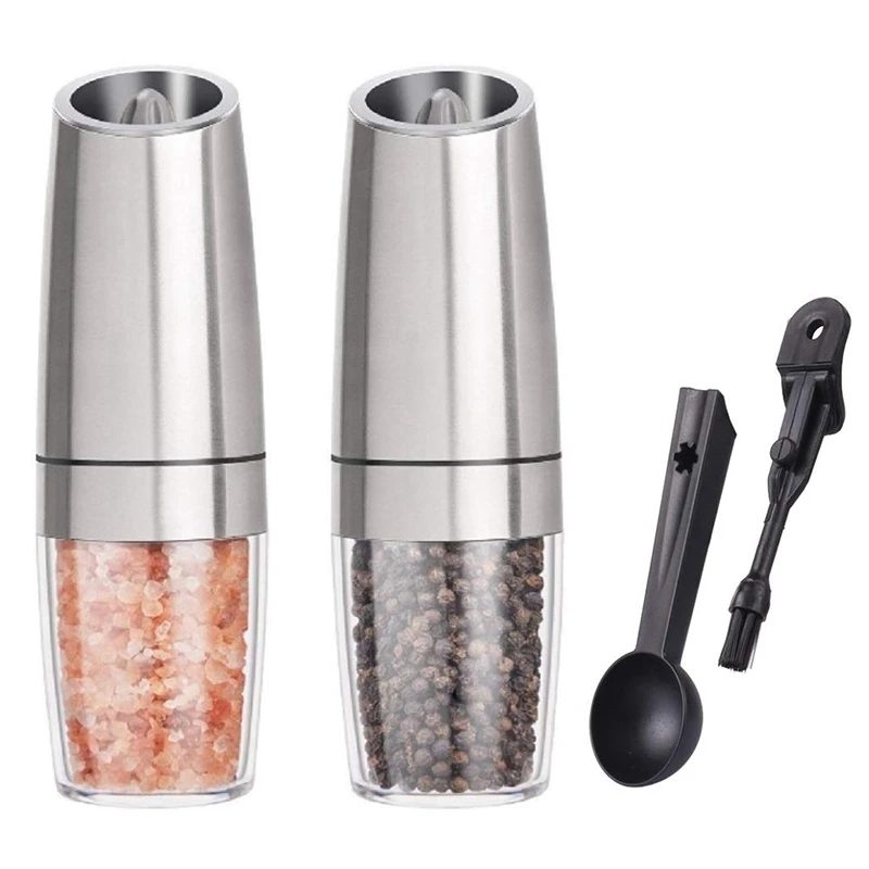 Gravity Electric Salt and Pepper Grinder Set Of 2, Battery Powered Pepper Shakers, Automatic Pepper Mills with Led Light, Adjust
Gravity Electric Salt and Pepper Grinder Set Of 2, Battery Powered Pepper Shakers, Automatic Pepper Mills with Led Light, Adjust