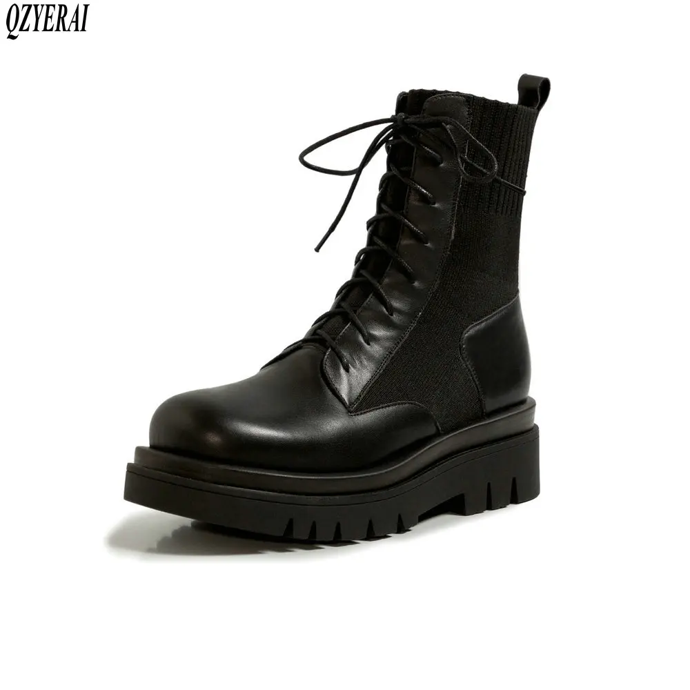 QZYERAI Martin boots Female boots Genuine leather black white Women's boots Autumn and winter Women's shoes Size 34-40
QZYERAI Martin boots Female boots Genuine leather black white Women's boots Autumn and winter Women's shoes Size 34-40