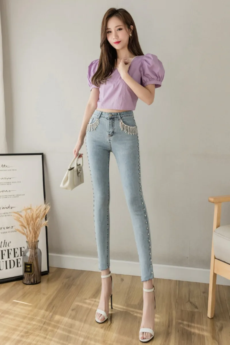 Fashion Stretchy Skinny Jeans Woman 2021 Spring Wild Light-Colored Ankle-Length High Waist Plus Size Pencil Jeans for Teen Girls
Fashion Stretchy Skinny Jeans Woman 2021 Spring Wild Light-Colored Ankle-Length High Waist Plus Size Pencil Jeans for Teen Girls