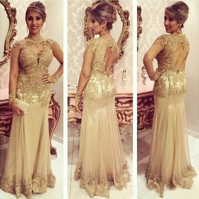 Gold Mother of the Bride Dresses 2020 Party Wear Long Sleeves Appliques Formal Gowns Backless Prom Celebrity Vestido de Festa
Gold Mother of the Bride Dresses 2020 Party Wear Long Sleeves Appliques Formal Gowns Backless Prom Celebrity Vestido de Festa
