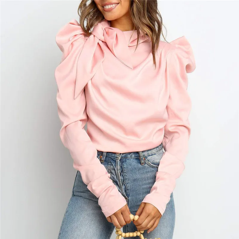 Fashion Women's Ladies Solid Satin Tops Bow Neck Long Puff Sleeve Outwear Shirt Blouse Autumn Tops
Fashion Women's Ladies Solid Satin Tops Bow Neck Long Puff Sleeve Outwear Shirt Blouse Autumn Tops