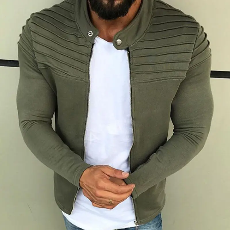 Sports Casual Men Jacket Men's Autumn Pleats Slim Stripe Fit Jacket Zipper Long Sleeve Coat Cardigan Coat
Sports Casual Men Jacket Men's Autumn Pleats Slim Stripe Fit Jacket Zipper Long Sleeve Coat Cardigan Coat