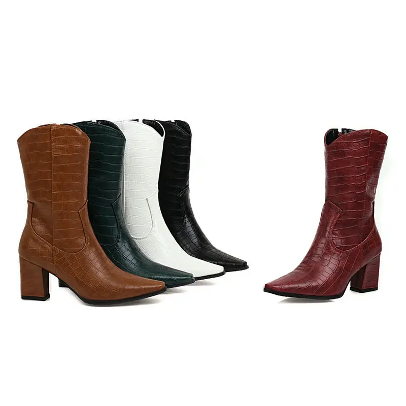 Fashion Mid-calf Boots for Women Hot 2021 Sexy Women's Boots Pointed Toe Buckle High Heel Side Zipper Short Shoes Large Size
Fashion Mid-calf Boots for Women Hot 2021 Sexy Women's Boots Pointed Toe Buckle High Heel Side Zipper Short Shoes Large Size