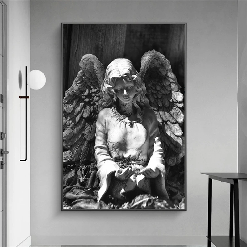 Black And White Angel Statue Canvas Wall Art Posters And Prints Angel Wings Sculpture Picture On Wall Painting For Living Room
Black And White Angel Statue Canvas Wall Art Posters And Prints Angel Wings Sculpture Picture On Wall Painting For Living Room