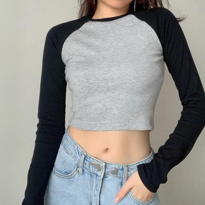 Autumn Casual Patchwork Long Sleeve Crop Top T Shirt Fashion Basic Cotton Tshirt Women Aesthetic Slim Korean Tee Shirt Crop Tops
Autumn Casual Patchwork Long Sleeve Crop Top T Shirt Fashion Basic Cotton Tshirt Women Aesthetic Slim Korean Tee Shirt Crop Tops