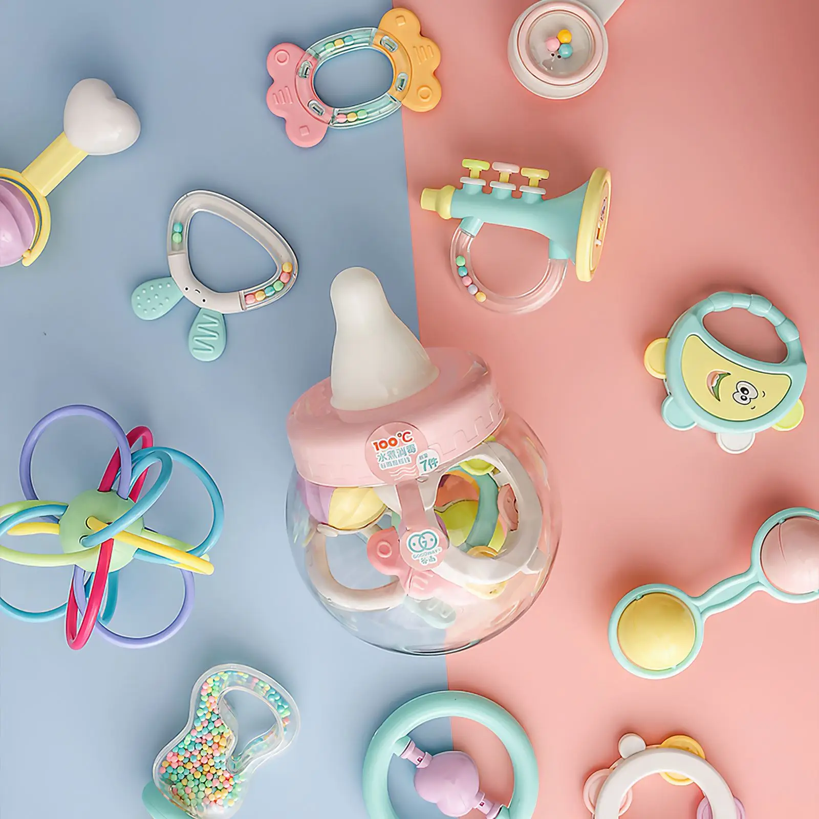 Baby Rattle Set Baby Teething Necklace Toy Infant Teether Cartoon Teether Toys With Storage Box Teething Rattle Newborn Gifts 
Baby Rattle Set Baby Teething Necklace Toy Infant Teether Cartoon Teether Toys With Storage Box Teething Rattle Newborn Gifts