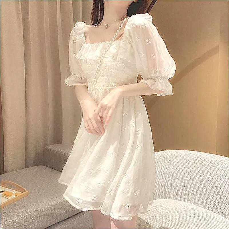French Summer Dress Women White Puff Sleeve Korean Style Fairy Dress Lace Chiffon Japan Style Kawaii Elegant Vintage Dress 2021
French Summer Dress Women White Puff Sleeve Korean Style Fairy Dress Lace Chiffon Japan Style Kawaii Elegant Vintage Dress 2021