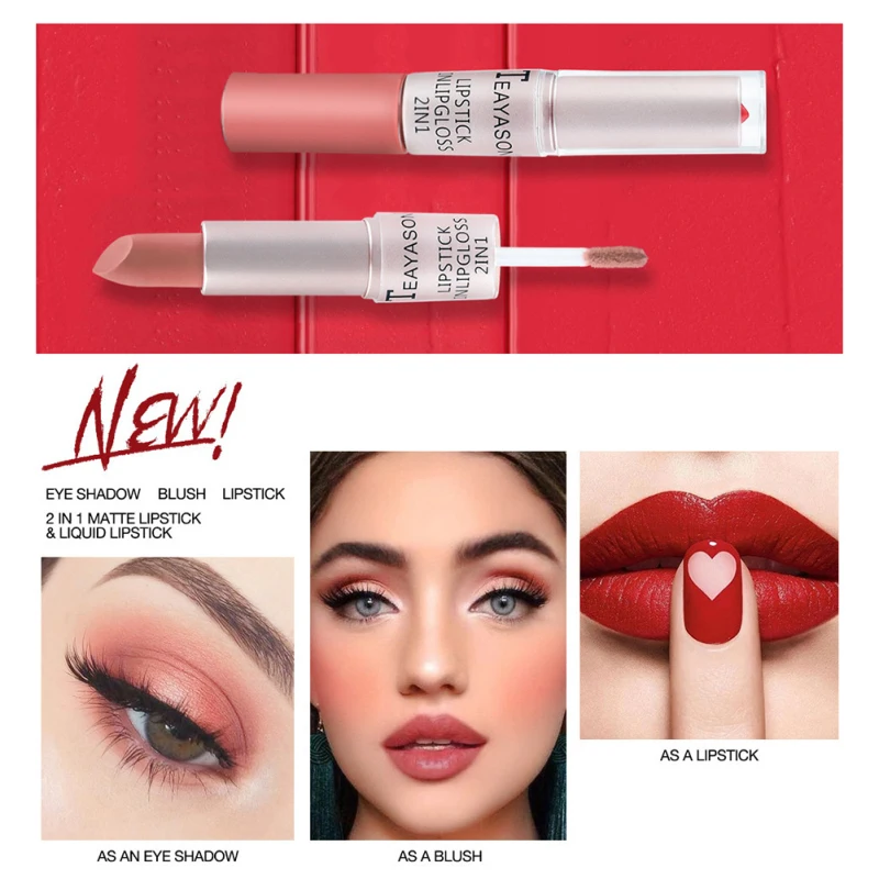 TEAYASON 2-in-1 Double Head Lasting Matte Bean Paste Color Matte Lip Gloss Lip Tint New Liquid Lipstick Makeup Lips Liner TSLM1
TEAYASON 2-in-1 Double Head Lasting Matte Bean Paste Color Matte Lip Gloss Lip Tint New Liquid Lipstick Makeup Lips Liner TSLM1