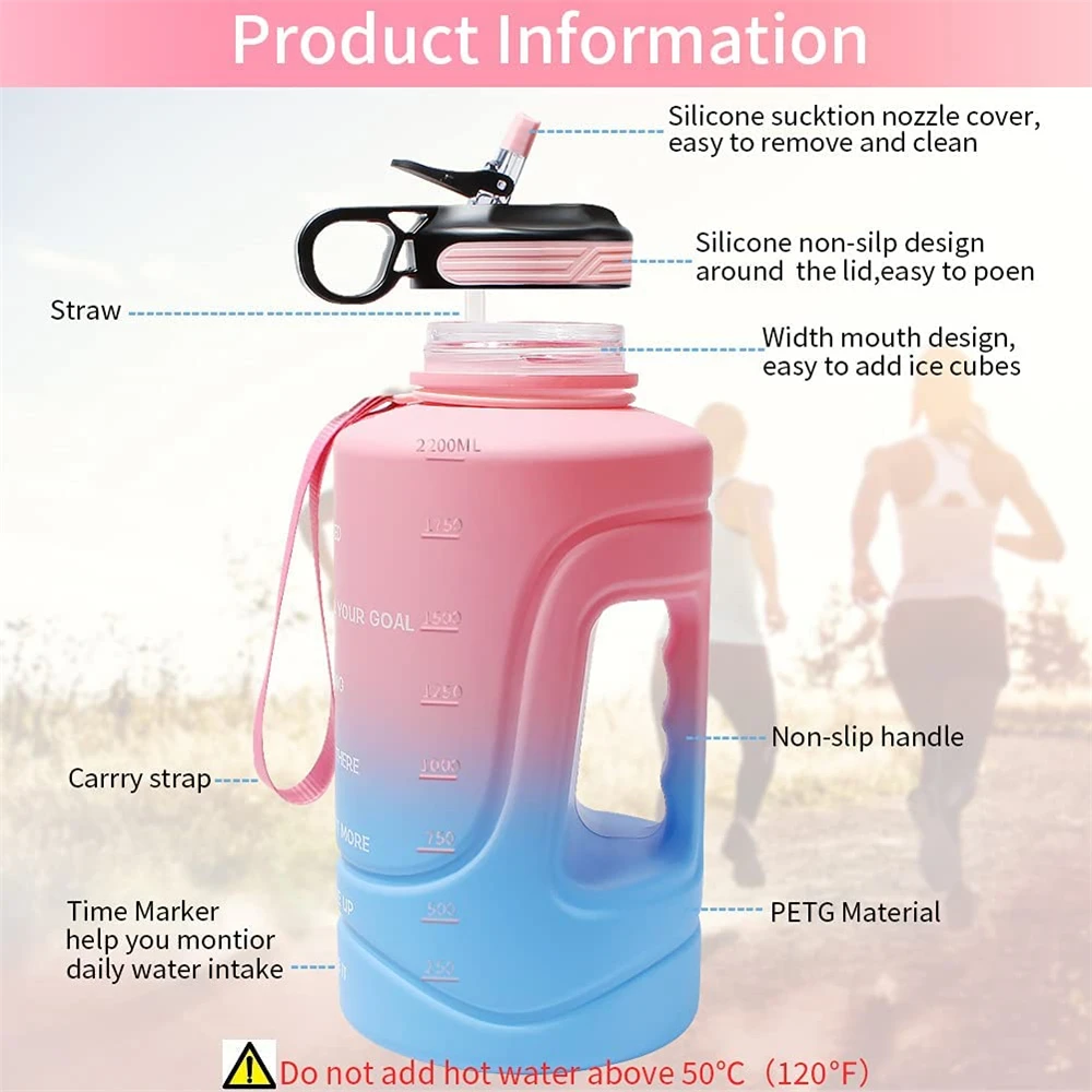 1/2 Gallon Water Bottle with Straw Motivational & Time Marker GYM Drinking Jug BPA Free Sports Outdoor
1/2 Gallon Water Bottle with Straw Motivational & Time Marker GYM Drinking Jug BPA Free Sports Outdoor