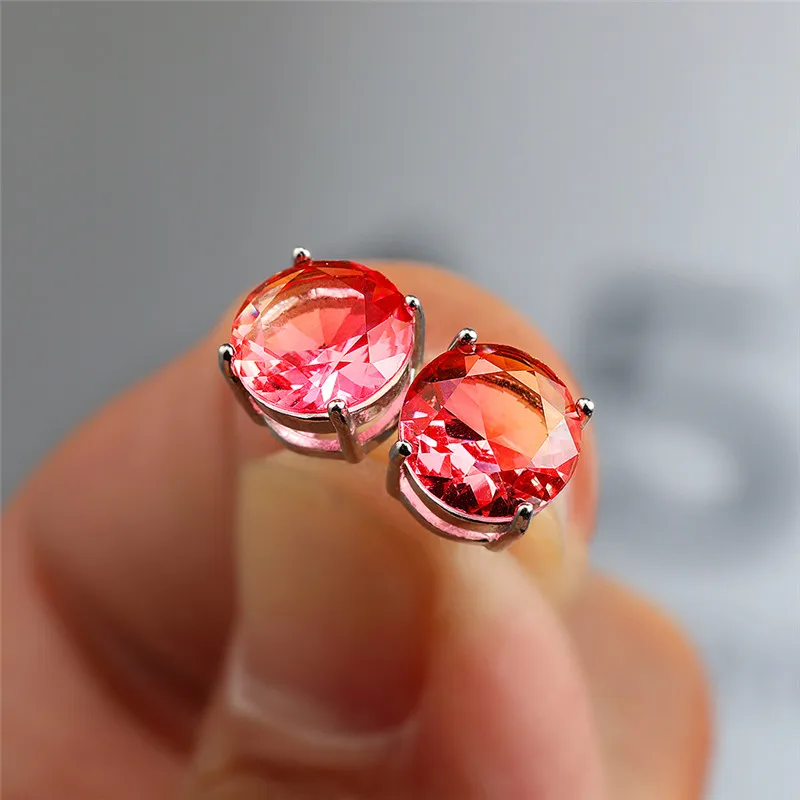 Crystal Female 6/7/8mm Pink Yellow Rainbow Earrings Real 925 Sterling Silver Earrings For Women Charm Round Small Stud Earrings
Crystal Female 6/7/8mm Pink Yellow Rainbow Earrings Real 925 Sterling Silver Earrings For Women Charm Round Small Stud Earrings