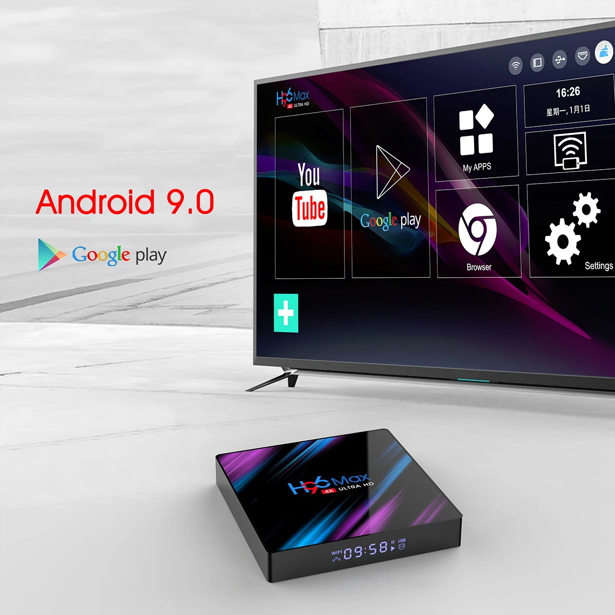 H96 Max-3318 Смарт ТВ коробка Android 9,0 RK3318 16/32 ГБ флэш-памяти, USB3.0 4K H.265 60fps Media Player 2,4 г Wi-Fi 5 ГГц Wi-Fi Bluetooth компьютерной приставки к телевизору
H96 Max-3318 Смарт ТВ коробка Android 9,0 RK3318 16/32 ГБ флэш-памяти, USB3.0 4K H.265 60fps Media Player 2,4 г Wi-Fi 5 ГГц Wi-Fi Bluetooth компьютерной приставки к телевизору