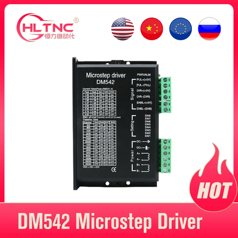 Stepper Motor Driver DM542 upgrade Nema 23 DC 18-48V 4.2A for NEMA23 motor 57 motor CNC router controller for 3D printer
Stepper Motor Driver DM542 upgrade Nema 23 DC 18-48V 4.2A for NEMA23 motor 57 motor CNC router controller for 3D printer