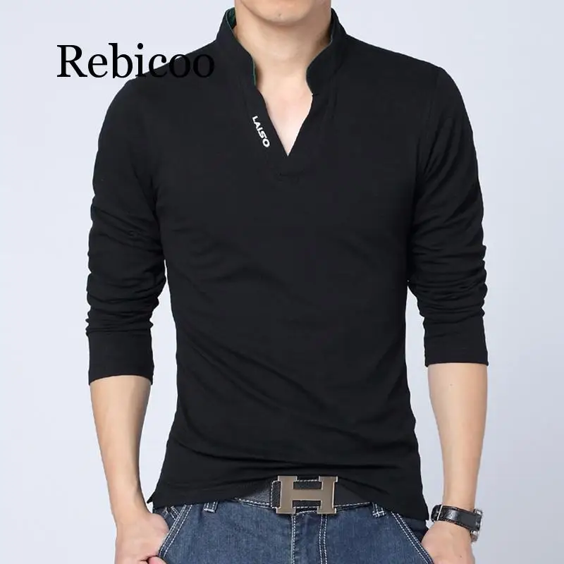 2019 T-shirt men's spring and autumn cotton T-shirt men's solid color T-shirt Wenhua collar long-sleeved shirt men's brand self-
2019 T-shirt men's spring and autumn cotton T-shirt men's solid color T-shirt Wenhua collar long-sleeved shirt men's brand self-