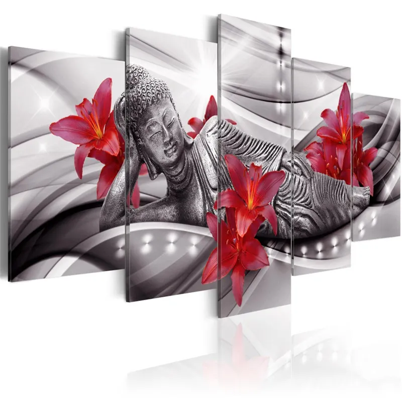 Abstract Canvas Art Painting 5 Pieces Lying Buddha with Lilies Modern Wall Art Modular Poster Living Room Home Decoration
Abstract Canvas Art Painting 5 Pieces Lying Buddha with Lilies Modern Wall Art Modular Poster Living Room Home Decoration