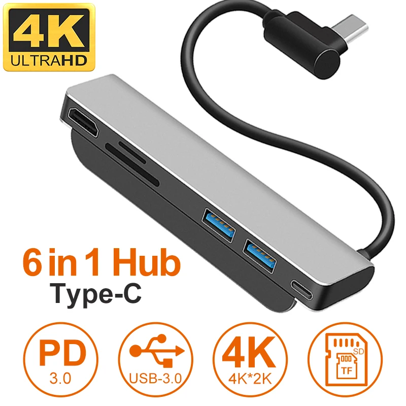 6 in 1 USB C Hub Hanging 4K Type C to 4K HDMI SD TF Card Reader 3 USB 3.0 Ports Hub Adapter for Xiaomi Redmi HUAWEI Vivo MacBook
6 in 1 USB C Hub Hanging 4K Type C to 4K HDMI SD TF Card Reader 3 USB 3.0 Ports Hub Adapter for Xiaomi Redmi HUAWEI Vivo MacBook
