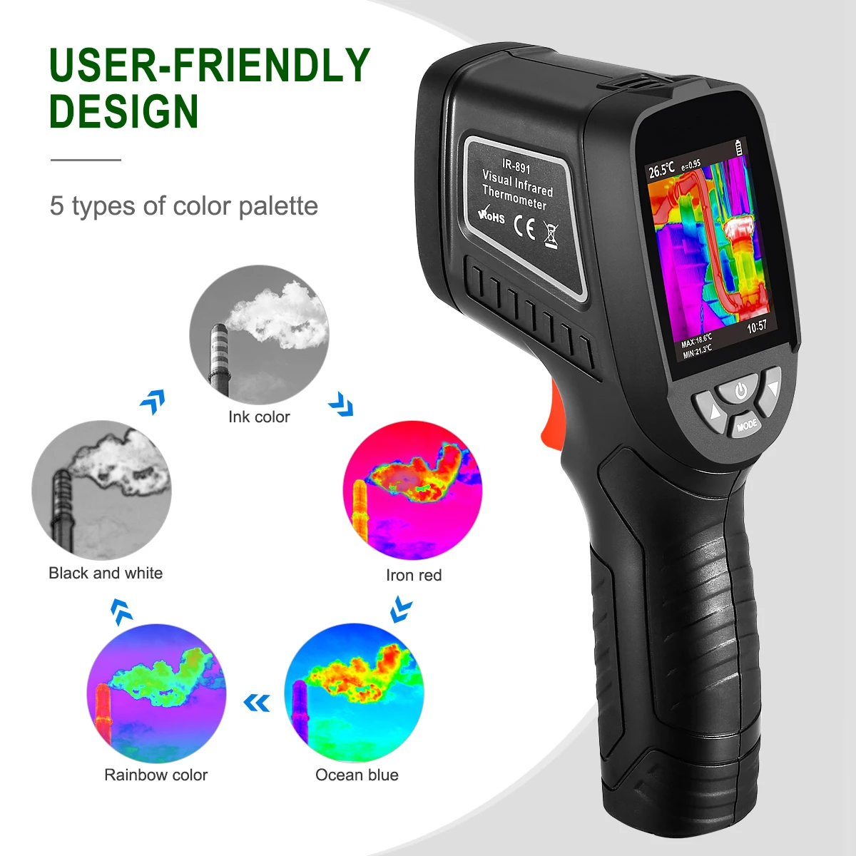 Thermal Imaging Camera Infrared Thermal Imager with 240x 320 Screen IR Resolution 1089 Pixels and Visual Resolution 300000 Pixel
Thermal Imaging Camera Infrared Thermal Imager with 240x 320 Screen IR Resolution 1089 Pixels and Visual Resolution 300000 Pixel