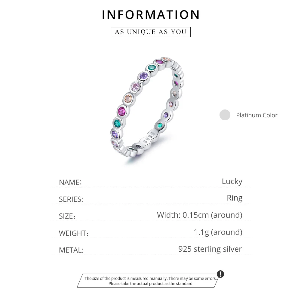 bamoer Colorful Rainbow Lucky Zircon Finger Ring for Women Trendy Fashion Dazzling CZ Stone Anillos Jewelry Gift Bijoux SCR714 
bamoer Colorful Rainbow Lucky Zircon Finger Ring for Women Trendy Fashion Dazzling CZ Stone Anillos Jewelry Gift Bijoux SCR714