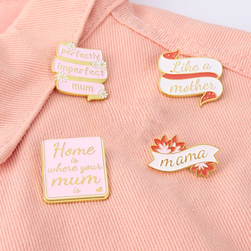 

Pink Best Mama Enamel Lapel Pins Custom Perfect Mum Brooch Backpack Badge Bag Cartoon Jewelry Mother's Day Gifts Wholesale