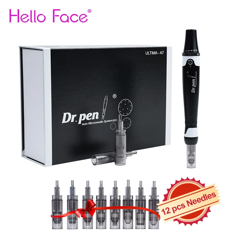 Профессиональная электрическая ручка Dr.Pen Ultima A7 с микроиглами 12 шт. игл картридж