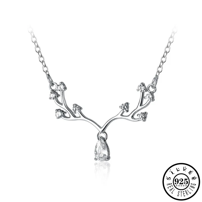 925 Sterling Silver Deer Antler Horn Pendant with CZ Stone Statement Christmas Party Collar Necklaces Fine Jewelry for Women
925 Sterling Silver Deer Antler Horn Pendant with CZ Stone Statement Christmas Party Collar Necklaces Fine Jewelry for Women