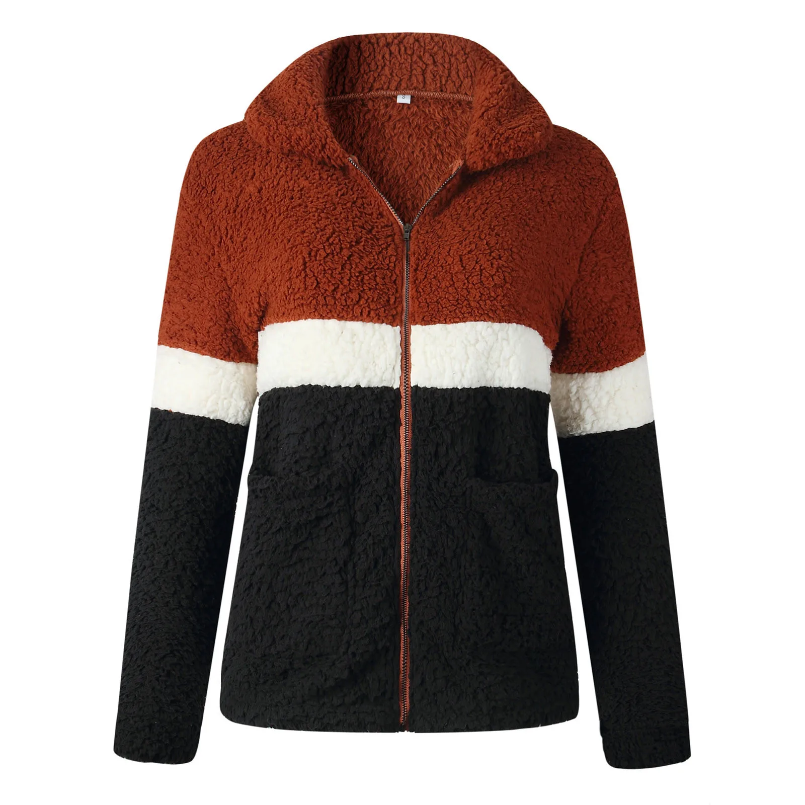 Faux Lapel Long-sleeved Women Coat Fleece Plush Coats Warm Loose Color Contrast Female Casual Fur Streetwear Coat Jackets Zipper
Faux Lapel Long-sleeved Women Coat Fleece Plush Coats Warm Loose Color Contrast Female Casual Fur Streetwear Coat Jackets Zipper