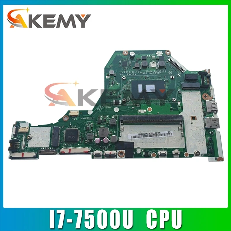 

C5V01 LA-E891P For ACER Aspire A515-51 A515-51G A315-53G laptop motherboard CPU:I7-7500U 100% Test Ok Mainboard