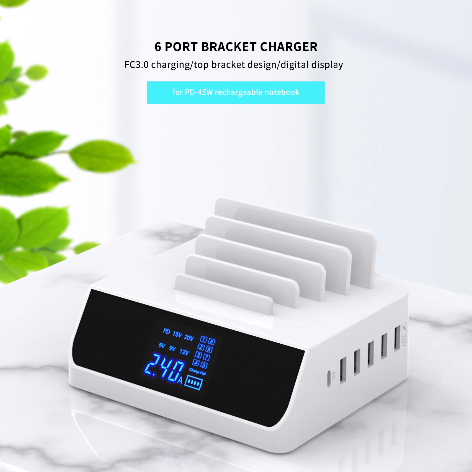 Universal Intelligent USB Charger 6 Output Ports PD45w USB Fast Charging Converter Screen Display USB Charging Adapter
Universal Intelligent USB Charger 6 Output Ports PD45w USB Fast Charging Converter Screen Display USB Charging Adapter