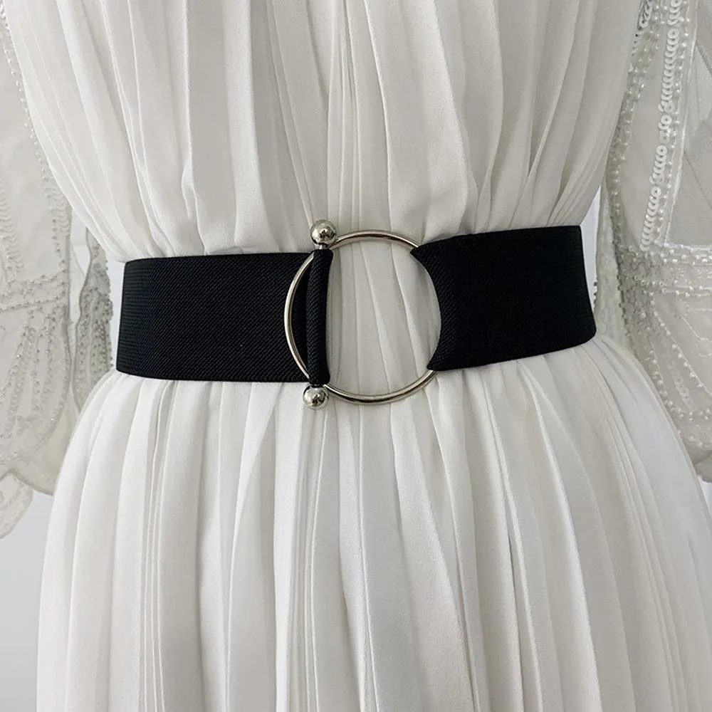Simple Belts for Women Black Waist Elastic Ladies Band Round Buckle Decoration Suitable for Coat Sweater Fashion Dress
Simple Belts for Women Black Waist Elastic Ladies Band Round Buckle Decoration Suitable for Coat Sweater Fashion Dress