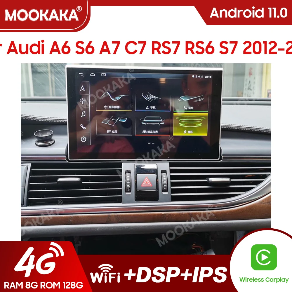 

8 Core Android 11 System Car Multimedia Stereo For Audi A6 C7 A7 2012-2018 WIFI 4G 4+64GB RAM Carplay IPS Touch Screen GPS Navi