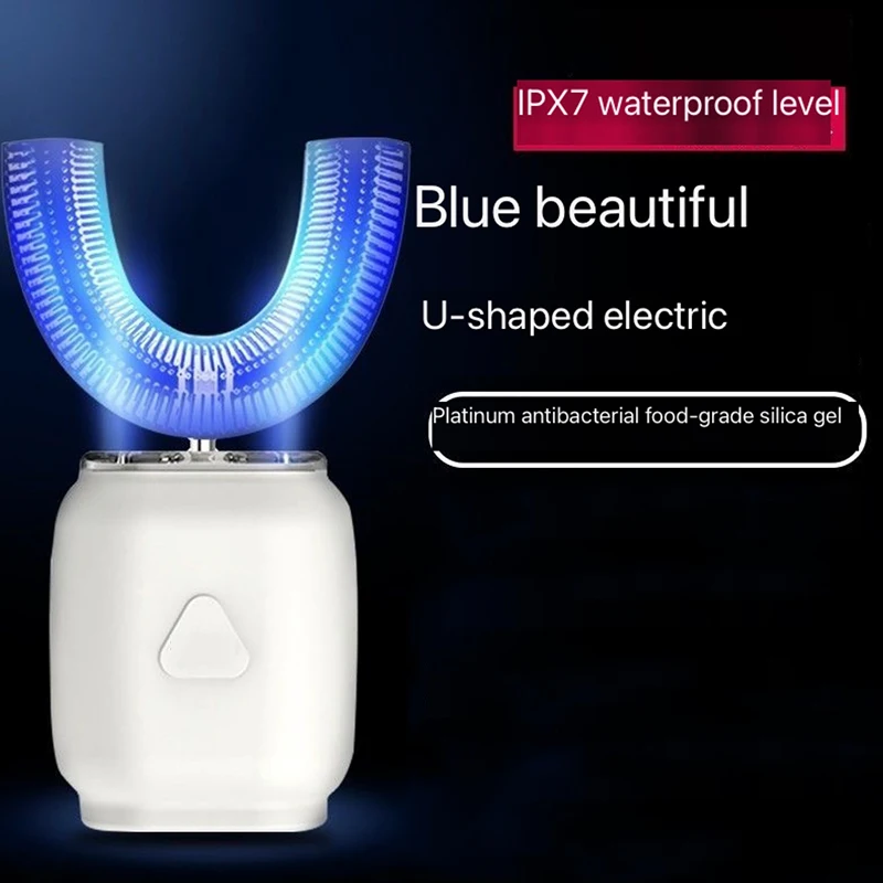 Sonic electric U-shaped toothbrush 360 degree automatic smart toothbrush USB charging, teeth whitening blue light function
Sonic electric U-shaped toothbrush 360 degree automatic smart toothbrush USB charging, teeth whitening blue light function